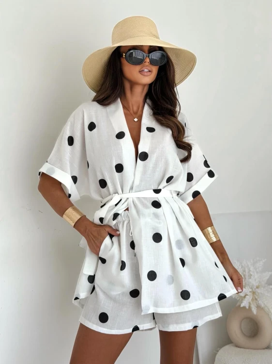 lniany komplet kimono i spodenki