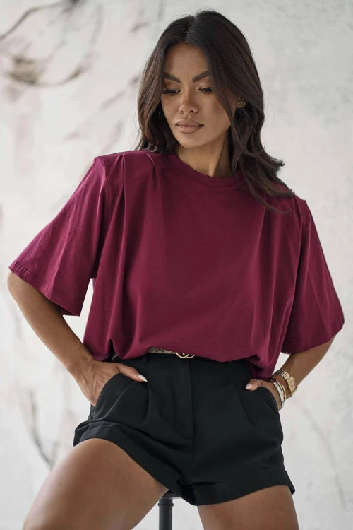 t-shirt z odpinanymi poduszkami burgund lola fashion