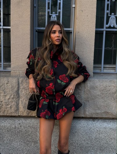set kurtka spodenki w róże Lil glam