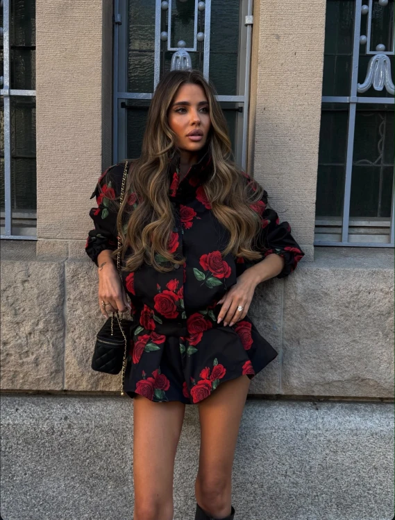 set kurtka spodenki w róże Lil glam