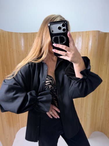 czarna koszula jeans viralowy dzwonek bawełna 95% gold lady