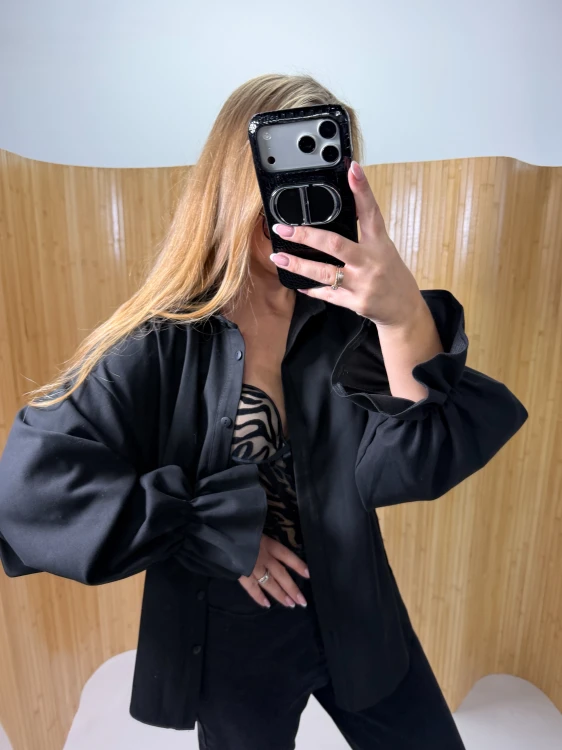 czarna koszula jeans viralowy dzwonek bawełna 95% gold lady